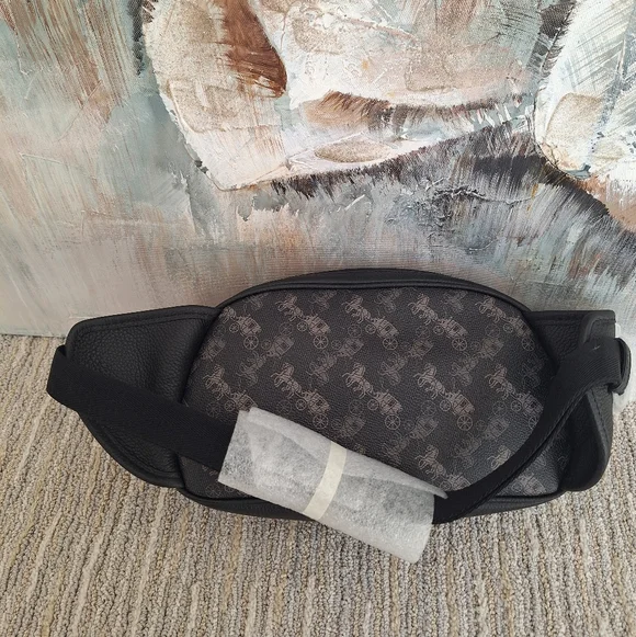 NEW COACH Hitch Belt Bag In Signature Canvas With Horse And Carriage Print $395